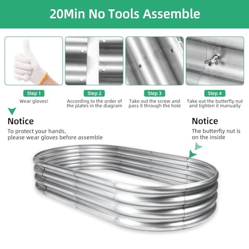 Gartist 2 pcs 4×2×1 ft Raised Garden Bed for Outdoor, Easy Assembly Galvanized Planter Box for Vegetables, Flowers & Herbs - size: 4×2×1ft 2pcs