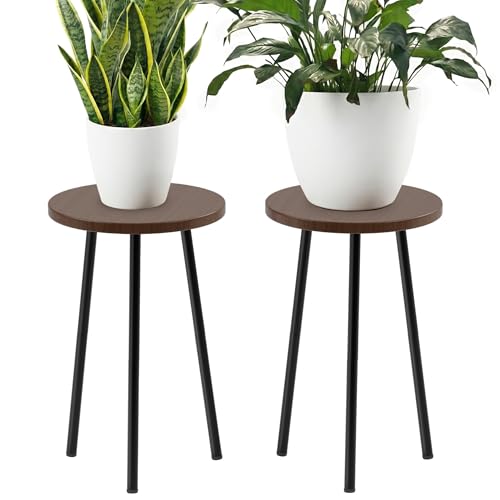 Plant Stand Indoor 2 Pack: 20'' Indoor Plant Stand Tall - Plant Table - color: Walnut, size: 20"&20"