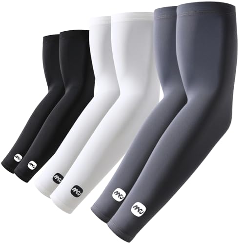 UV Sun Protection Arm Sleeves for Men Women, UPF 50+ Cooling Sun Sleeves to Cover Arms Sports Compression Covers - color: 3 Pairs - Black+white+dark Grey, size: X-Large