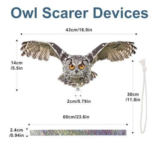 Fake Owl to Keep Pigeon Away, 4PCS Pigeon Scare Devices - color: Light Grey Owl 4pcs