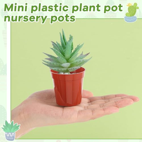 Yaomiao 200 Pcs 2 Inch Red Mini Nursery Pots with Drainage Holes - color: Red, size: 2 Inch