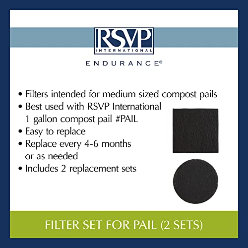 RSVP International Charcoal Compost Bin Filter 2-Piece Set Helps Keep Kitchen Smelling Fresh, Replacement - size: Filter Replacement, 2-Piece, 1-Gallon