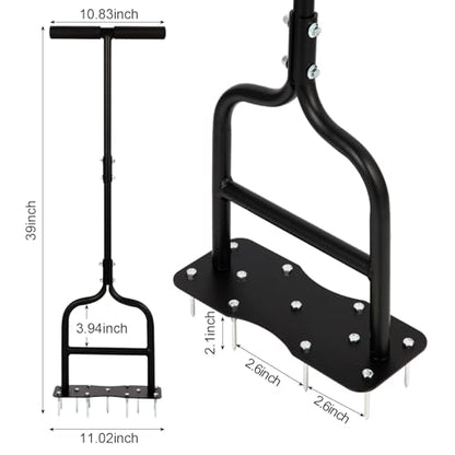 sancat Aerator Lawn Tool,Manual Lawn aerators with 11 Iron Spikes,Sturdy Handle Grass Aerator for Yard,Lawn Aerator Tool for Garden, Revives Lawn Health.
