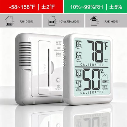 Antonki Room Thermometer Indoor Hygrometer, Temperature and Humidity Meter - color: White（ new version)