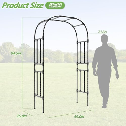 Thickened Metal Garden Arch-59L*94.5H,Trellis for Climbing Plants Outdoor - size: 59（L）*94(H)*16(W)IN