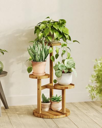 Bamworld Plant Stand Indoor Wood Plant Shelf 3 Tier Brown - color: Brown, size: 3 Tier