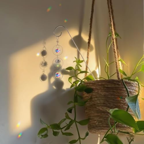 4 Pack Crystal Sun Catchers with 13.5'' Small Trellis for Potted Plants - color: Sliver