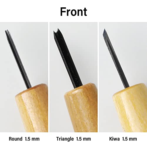 Wazakura 3PCS Bonsai Chisel Kit with Round Gouge, Single Bevel Skewed