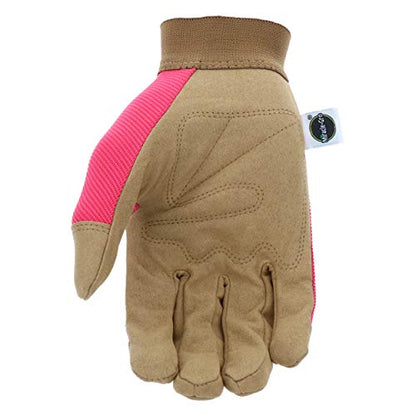 Miracle-Gro MG86205 General Utility Gloves – [Medium/Large], Synthetic Leather Padded Palm Gloves, Spandex Back, Adjustable Hook and Loop Wrist - size: Medium-Large