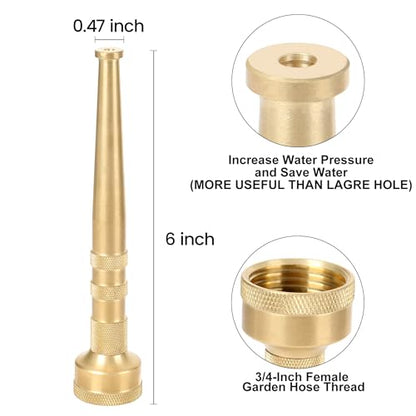 STYDDI 6" Brass Garden Water Hose Nozzle, Jet Stream Hose Nozzle with 3/4-Inch, 7 GPM 80 PSI, High Pressure Super Sweeper Nozzle For Clean Patios, Driveways, Sidewalks, Yard, Vehicles, Deck