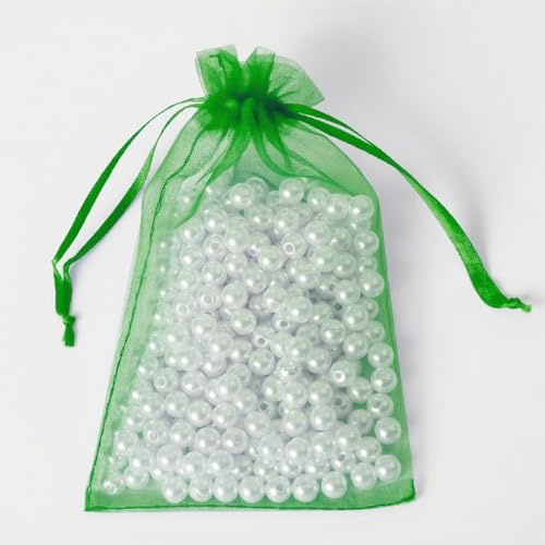 YHJZ 100PCS Dark Green Organza Bags, 4x6 Inch Small Mesh Bags Drawstring, Jewelry Gift Bags for Birthday Party, Treats, Wedding - color: Grass Green