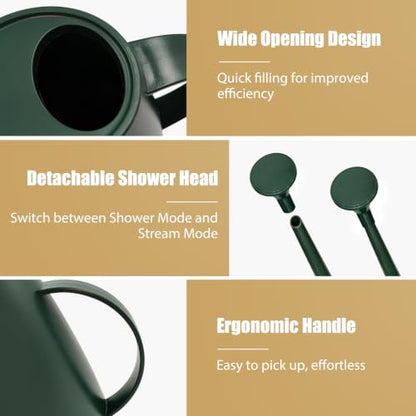 60 oz Watering Can, Small Watering Can for Indoor Plants with Long Spout - color: Dark Green