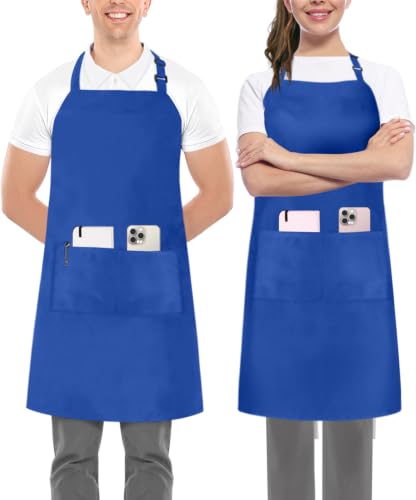 Utopia Kitchen Bib Aprons 2 Pack Adjustable With 2 Pockets - color: Blue