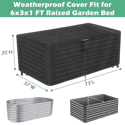 6x3 FT Raised Garden Bed Cover- Waterproof Cover for Outdoor - size: 73"L X 37”W x 25"H