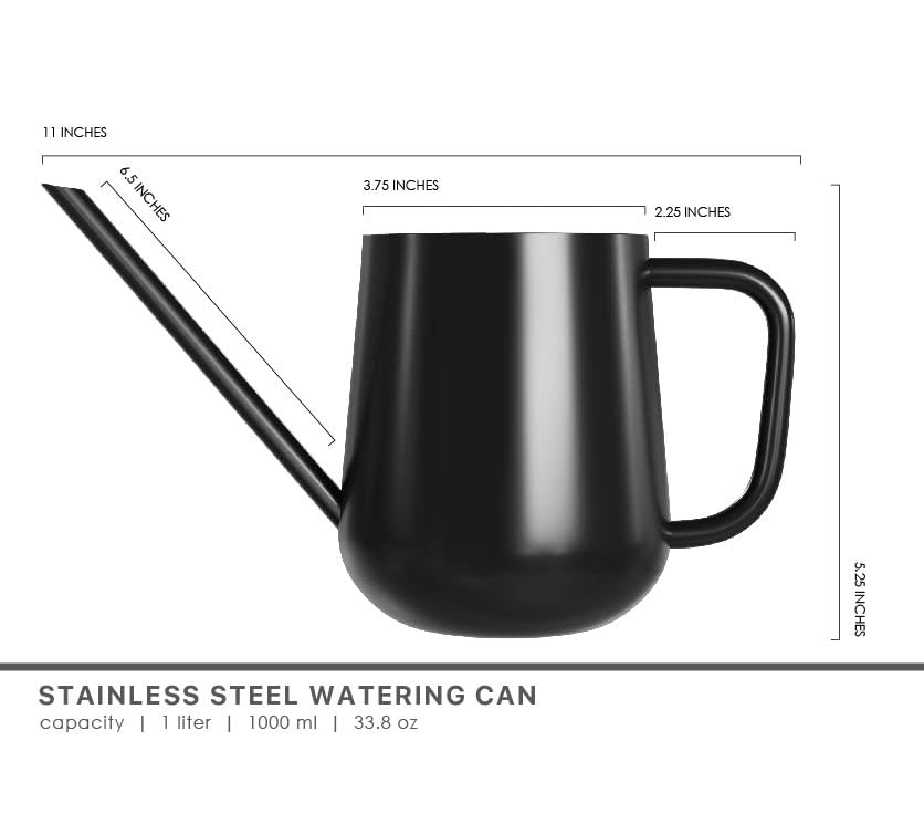 Metal Indoor Plant Watering Can with Long Spout 1000ml - Black - color: Dashing Black