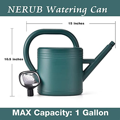 Watering Can 1 Gallon for Indoor Plants, Garden Watering Cans Outdoor Plant House Flower, Gallon Watering Can Large Long Spout with Sprinkler Head (Green) - color: Green