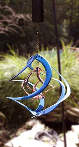 Red Carpet Studios The Original Cosmix Deluxe Helix Wind Spinner, Medium 14-Inch, Double Blue & Copper - color: Double Blue & Copper, size: Medium 14-Inch