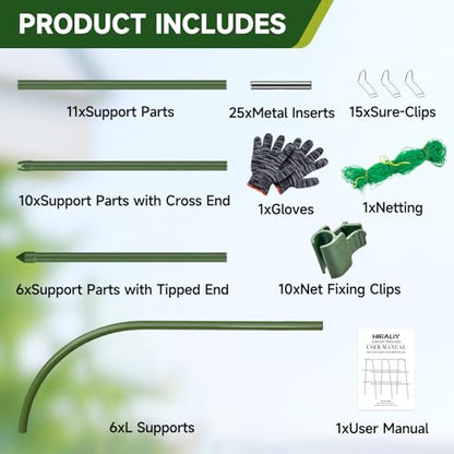 HIRALIY Cucumber Trellis for Climbing Plants, 4ft Tall, Green - size: 48"L x 31"W x 48"H-Tunnel Trellis