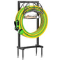 Garden Hose holder, 4-Spike Heavy Metal with Storage Basket, Swirl - style: Floral with Storage Basket