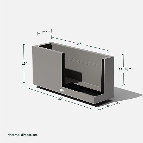 Veradek Block Series Long Box Planter - Rectangular Outdoor Planter - color: Gray, size: Medium