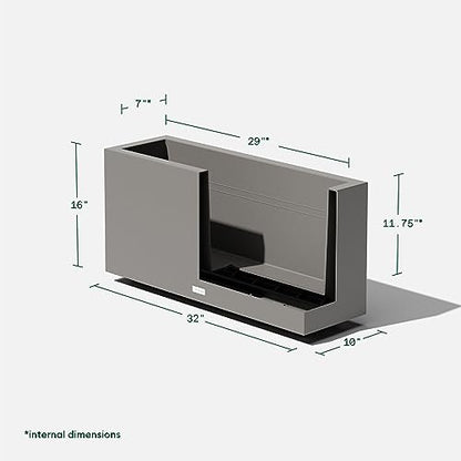 Veradek Block Series Long Box Planter - Rectangular Outdoor Planter - color: Gray, size: Medium