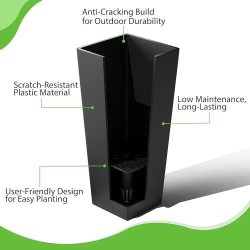 FENCY Set of 2 Tall Planters for Outdoor Plants, Black - color: Black-square Classic