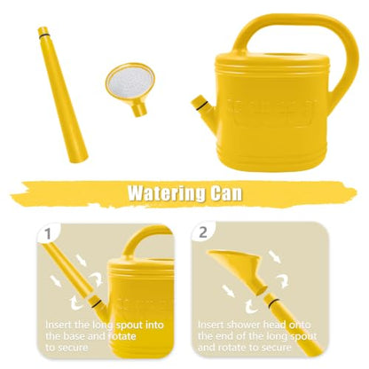 1 Gallon Watering Can, Plant Watering Can with Stainless Steel Shower Head - color: Yellow, size: 1 Gallon