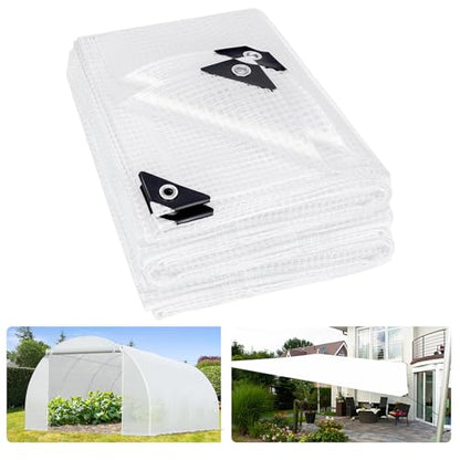 16 Mil Heavy Duty Clear Greenhouse Tarp, 20X30FT, Waterproof, Grommets