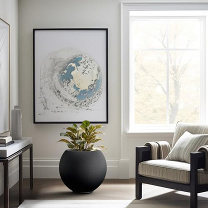 Kante Accent Round Sphere Black Concrete Planter 19.3" Dia, Outdoor - color: Black, size: 19.3"w x 16.5"h