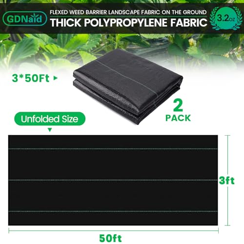 3ftx100ft Weed Barrier Landscape Fabric Heavy Duty, 3.2oz Weed Barrier Fabric, Easy Setup Woven Garden Landscaping Fabric - size: 3.2oz-3x100ft