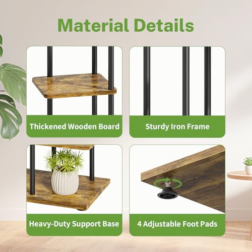 iDavosic.ly Plant Stand Indoor with Grow Lights, Tall 7 Tier Shelf, Brown - color: Rustic Brown with Light, size: 7 Tier