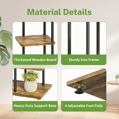 iDavosic.ly Plant Stand Indoor with Grow Lights, Tall 7 Tier Shelf, Brown - color: Rustic Brown with Light, size: 7 Tier