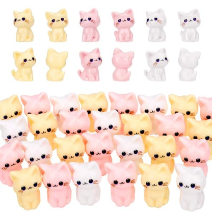 75Pcs Mini Resin Cat Figurines, Little Tiny Miniature Figures Cat for Craft