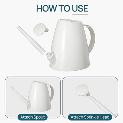 Modern 1.8 Liter Plastic Watering Can with Detachable Spout and Sprinkler Head, Designed for Controlled Pouring and Easy Handling, White - color: White