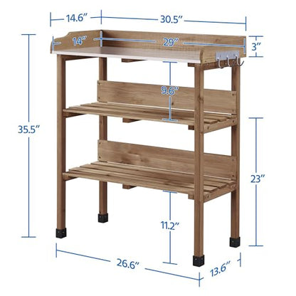 Yaheetech Potting Bench Outdoor Console Table w/3-Tier Storage,Brown - color: Brown