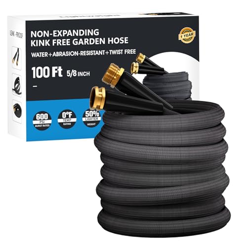 100 FT Garden Hose, Non-Expanding Water Hose, Ultra Flexible, Burst-Resistant, Kink-Free, High-Pressure Garden Hose for Easy All-Weather Use on Lawns, Gardens, and Outdoor Cleaning - size: 100ft