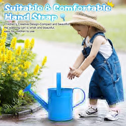 Blue Metal Watering Can, 1.5L for Kids Comfort Handle - color: Blue