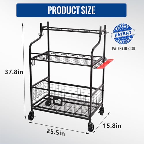 Mythinglogic Rolling Garden Tool Organizer for Garage, Yard and Lawn Tools - size: Deluxe Tower