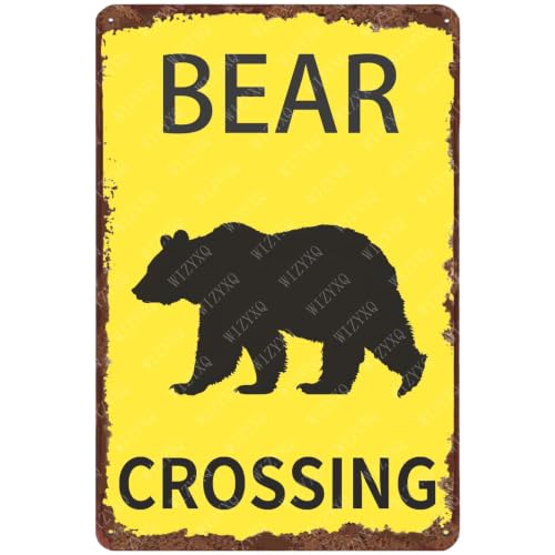 Metal Signs Bear Crossing Vintage Tin Sign for Home Bar Living Room Garden Yard Outdoor Wall Decor 12x8 Inch - color: tin sign 14