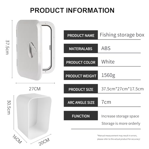 Marine Deck Access Hatch 10.63"×14.76" White/Black Rectangle Boat Hatch & Lid,Boat Deck Hatch Lids - color: white, size: 270-375BOX