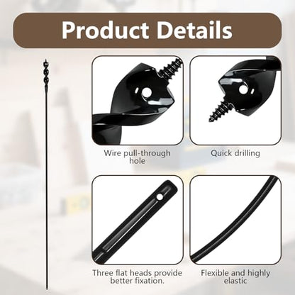 54 Inch Flexible Drill Bit Installer, 3/4" Auger Drill Bit with Screw Point & Fish Eye, 1/4" Anti-Slip Hex Shank Wire Pulling Drill Bit for Wall Ceiling Conduit Installation, Includes Storage Tube