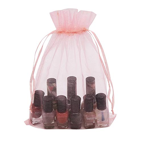 HRX Package 100pcs Mesh Organza Bags 6x9 in for Gift Giving, Large (Pink) - color: Blush Pink