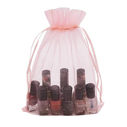 HRX Package 100pcs Mesh Organza Bags 6x9 in for Gift Giving, Large (Pink) - color: Blush Pink