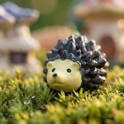 Hedgehog Figurines: 20Pcs Resin Hedgehog Miniature Moss Landscape DIY Crafts Accessories Animals Model for Fairy Garden Home Ornaments