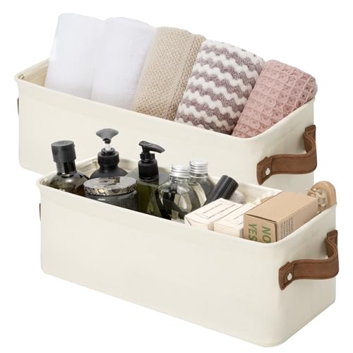 StorageWorks Narrow Storage Bins, Toilet Paper Storage, Natural, 2-Pack - color: Natural Color, size: 15"L x 6"W x 5"H
