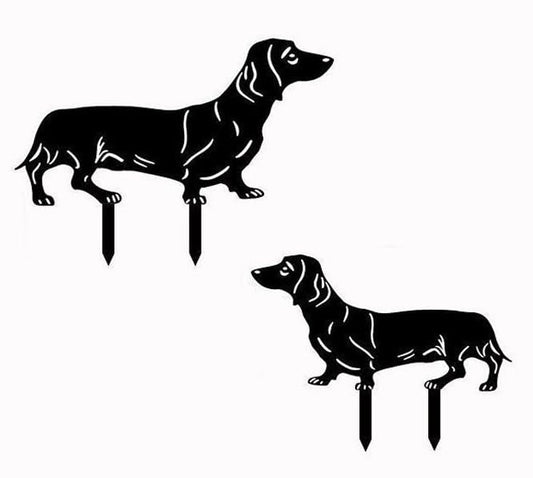 Dachshund Metal Garden Stake, Black Cutout Dachshund Dog Yard Art Decor - color: Dachshund