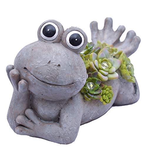TERESA'S COLLECTIONS Frog Garden Decor with Solar Light 7.3" - size: Large