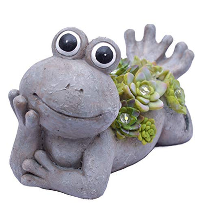 TERESA'S COLLECTIONS Frog Garden Decor with Solar Light 7.3" - size: Large