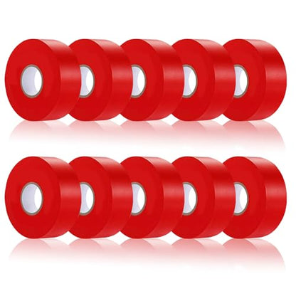 10 Pack Red Flagging Tape, Non-Adhesive Plastic Ribbon Neon Marking Roll - color: Red - 10pack