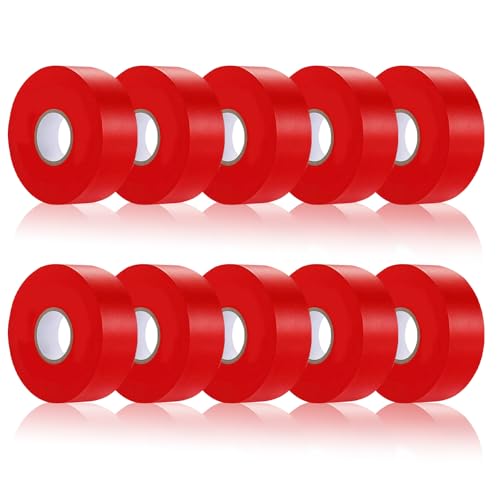 10 Pack Red Flagging Tape, Non-Adhesive Plastic Ribbon Neon Marking Roll - color: Red - 10pack